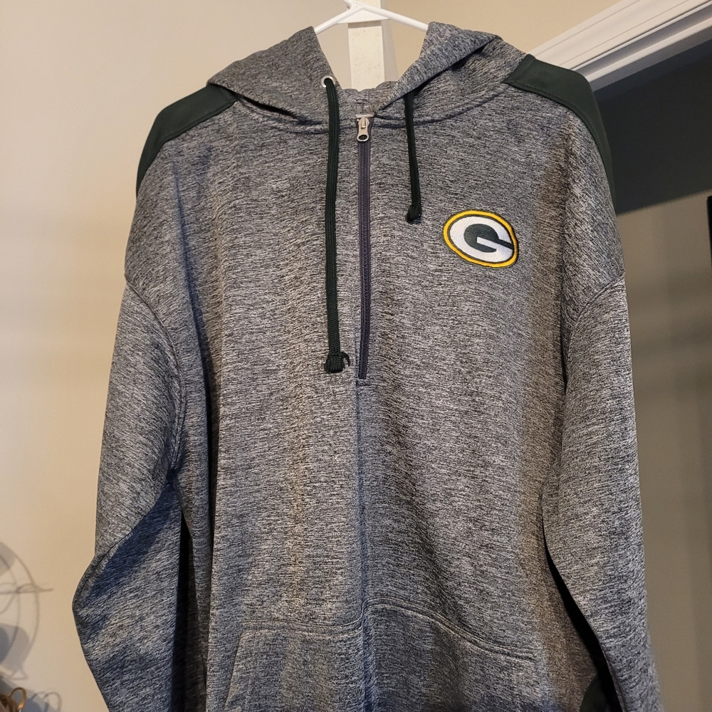 Men's Big and Tall 4XLT Grey Half Zip Green Bay Packers Hoodie